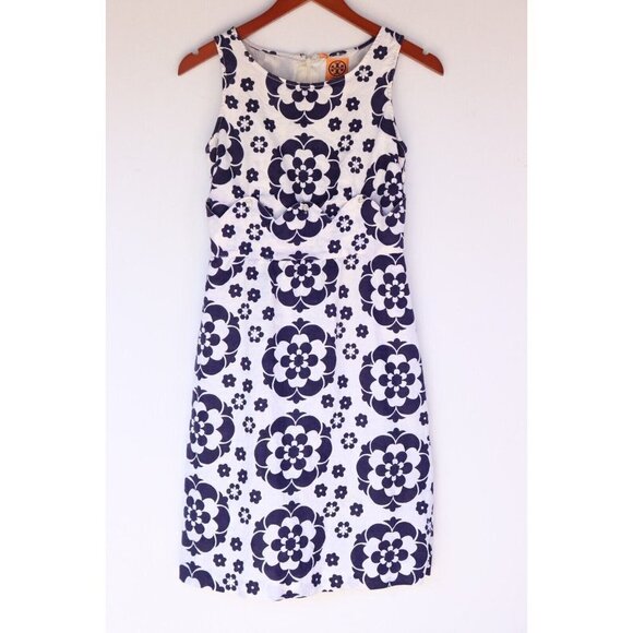 Tory Burch Size US2 XS Purple White Sundress Floral Linen Sleeveless Tank Mini - Picture 8 of 8